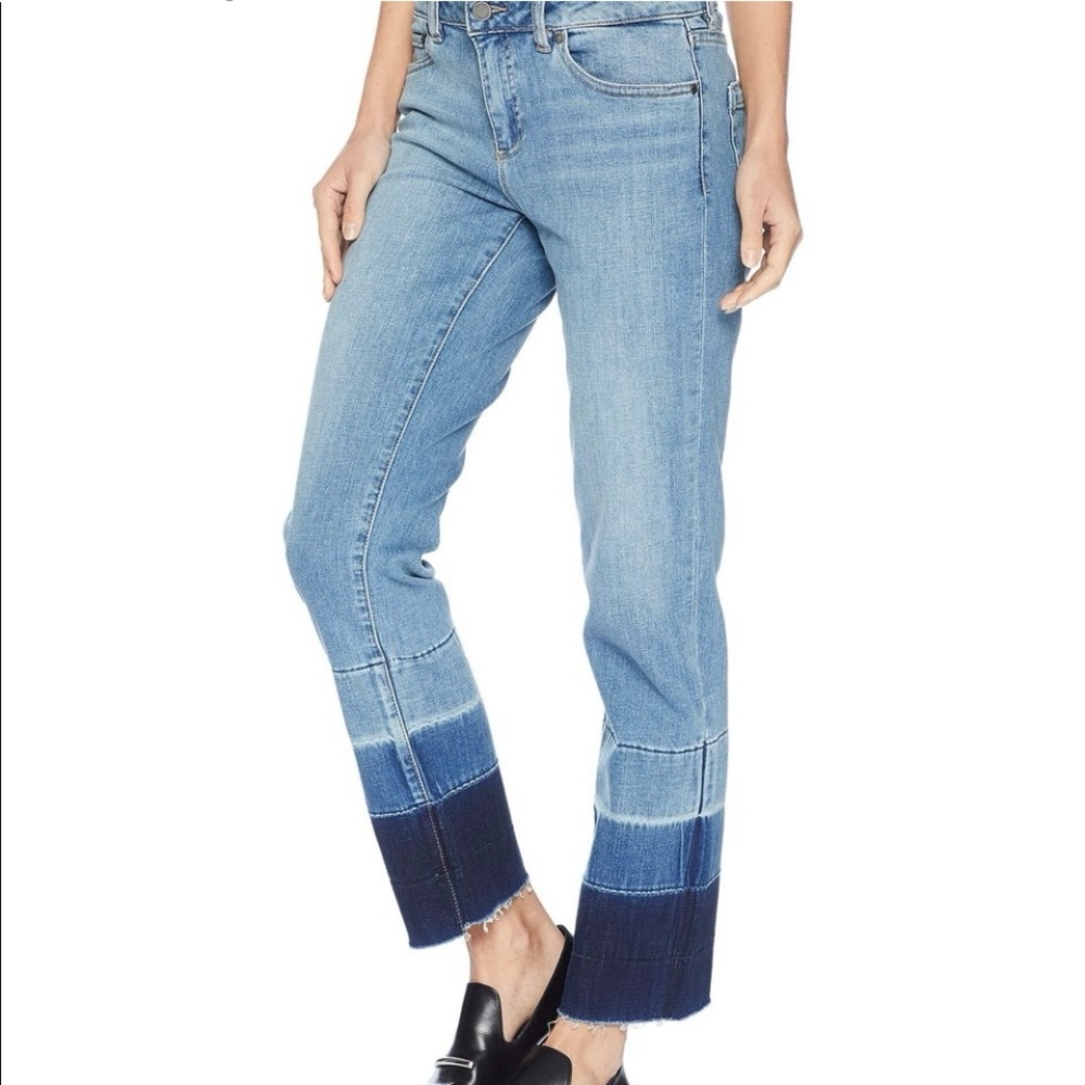 Vince Camuto Ombré Raw Hem Straight Leg Cropped Jeans